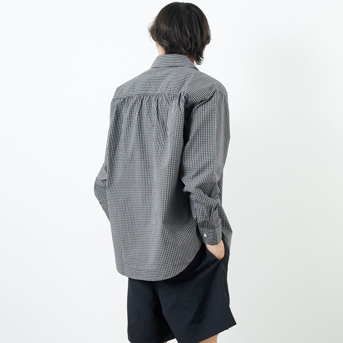 VALTA [ヴァルタ] 別注 シャーリングシャツ [VA25SS3042A-JF] CH530 BRN &&モデル身長：179cm 着用サイズ：M&&