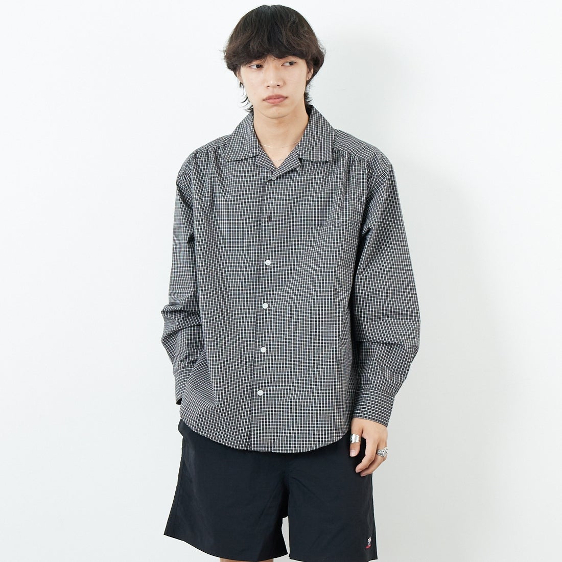 VALTA [ヴァルタ] 別注 シャーリングシャツ [VA25SS3042A-JF] CH530 BRN &&モデル身長：179cm 着用サイズ：M&&