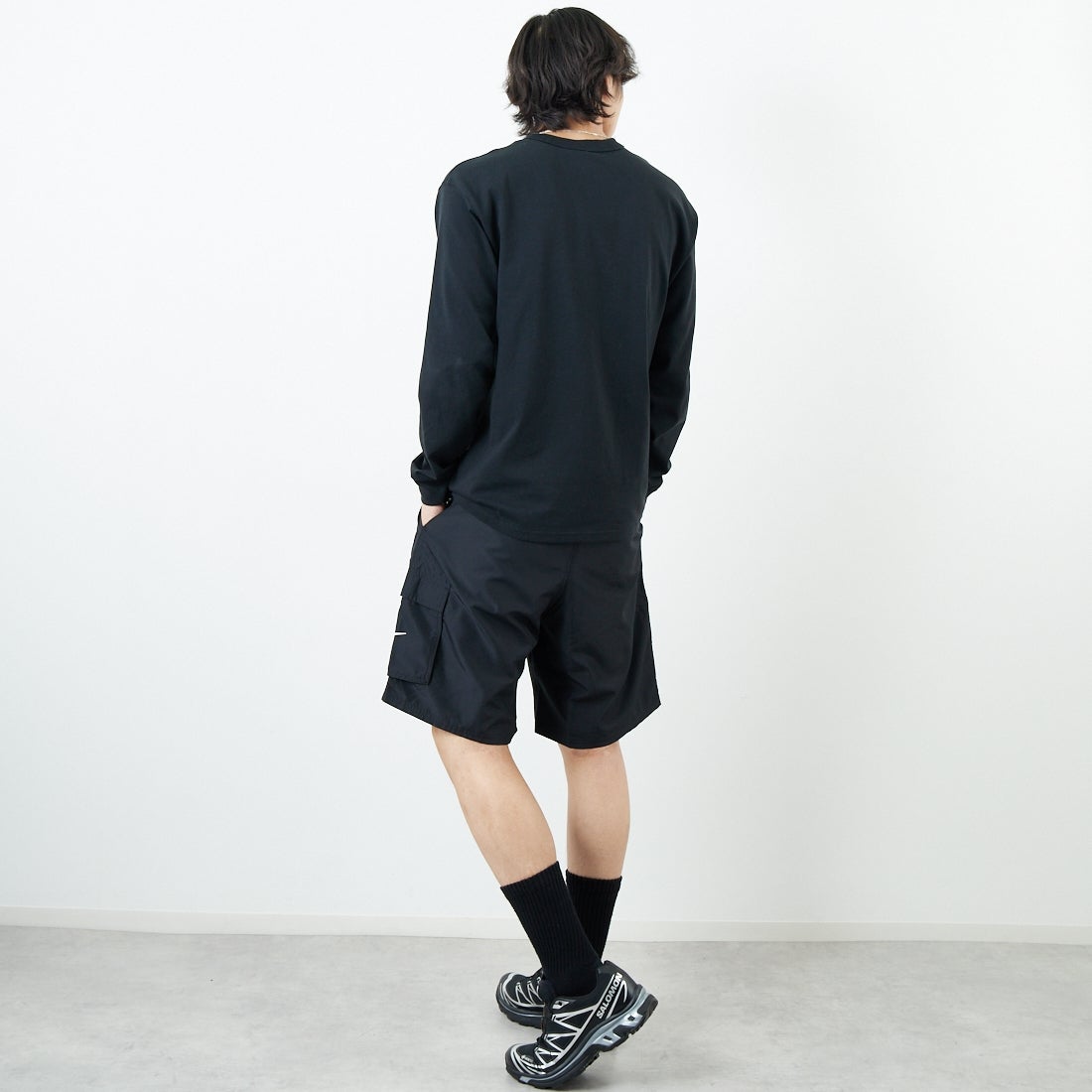 NIKE SWIM [ナイキスイム] リップストップ9インチカーゴボレーショーツ [NESSF452] N001 ﾌﾞﾗｯｸ &&モデル身長：179cm 着用サイズ：XL&&