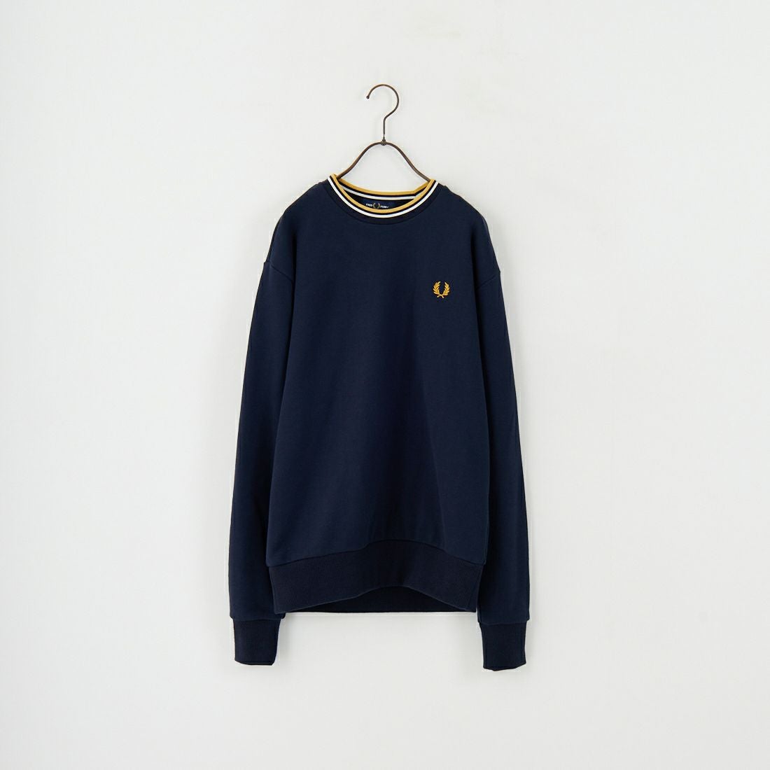 FRED PERRY [フレッドペリー] 別注 ツインティップライン ワンポイントロゴ刺繍クルーネックスウェット [FPM-25A-025JF] NVY/ECR/HO