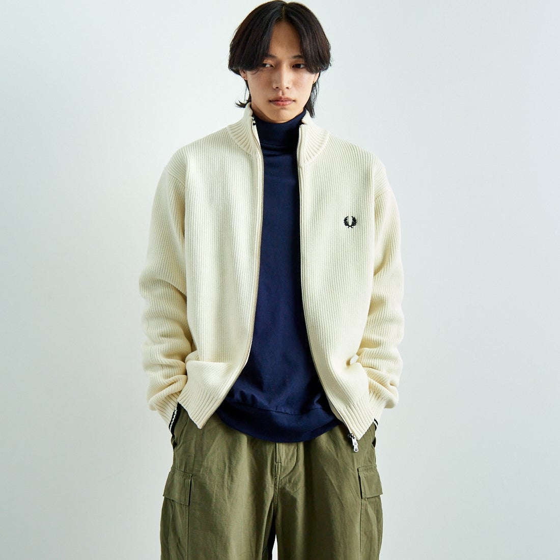FRED PERRY [フレッドペリー] 別注 ドライバーズニット [FPM-25A-028JF