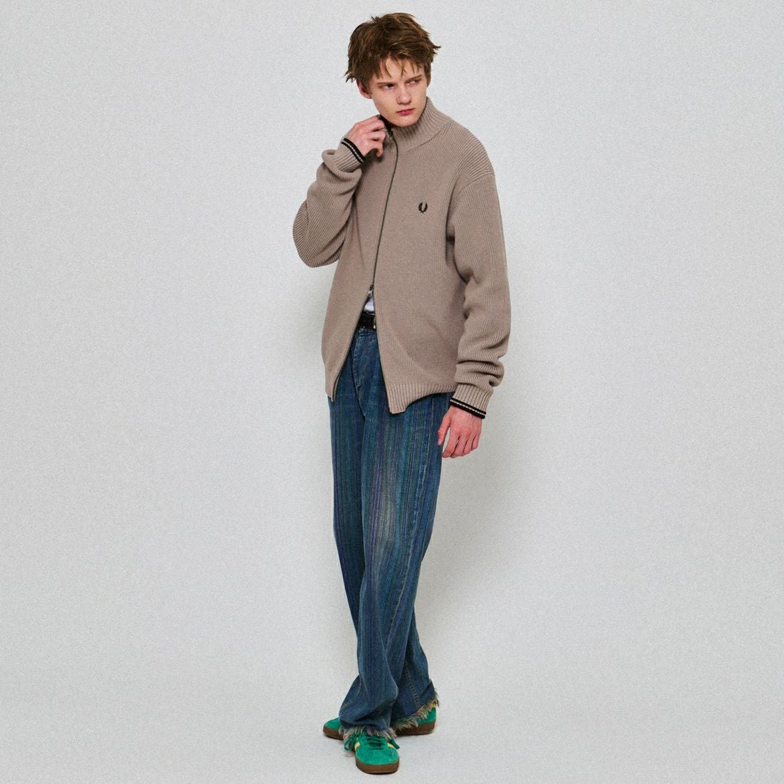 FRED PERRY [フレッドペリー] 別注 ドライバーズニット [FPM-25A-028JF] WARM OAT/B