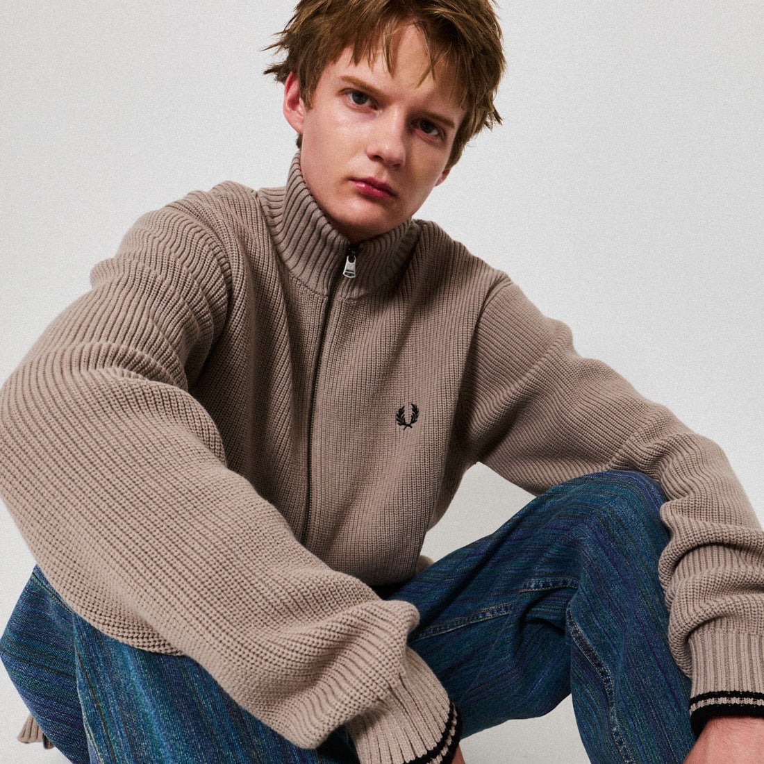 FRED PERRY [フレッドペリー] 別注 ドライバーズニット [FPM-25A-028JF] WARM OAT/B