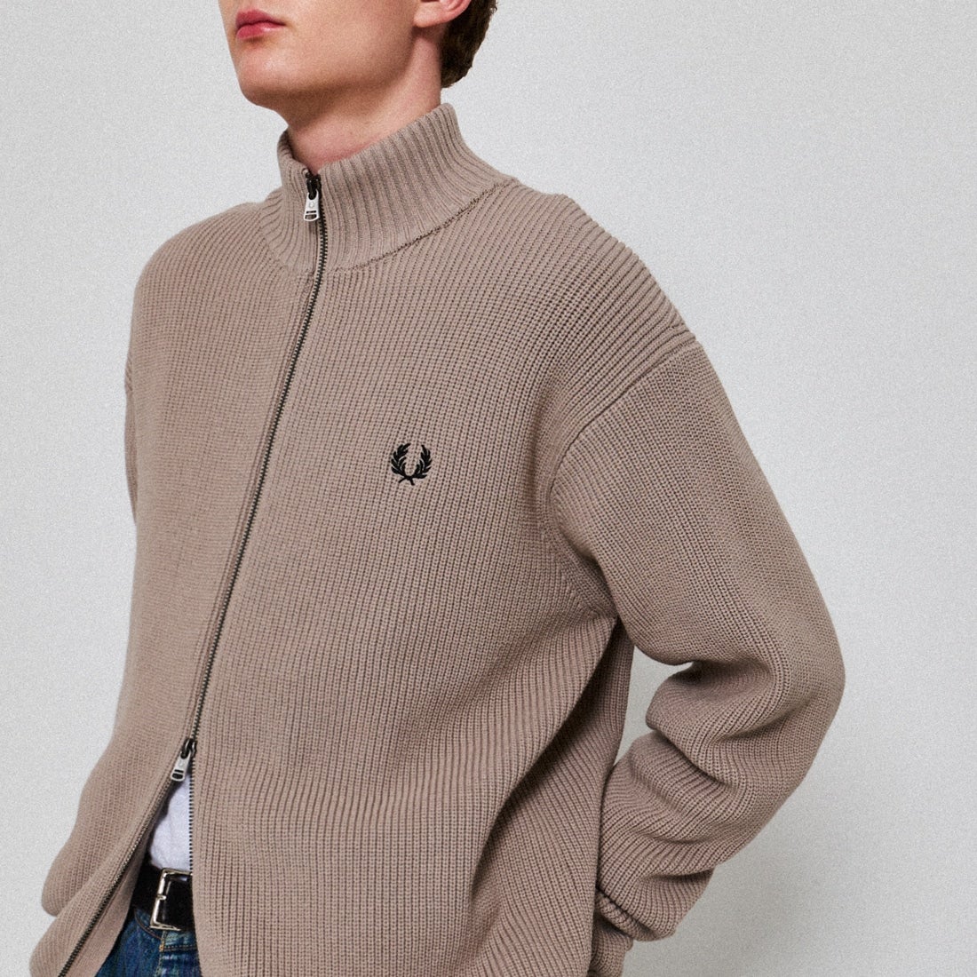 FRED PERRY [フレッドペリー] 別注 ドライバーズニット [FPM-25A-028JF] WARM OAT/B