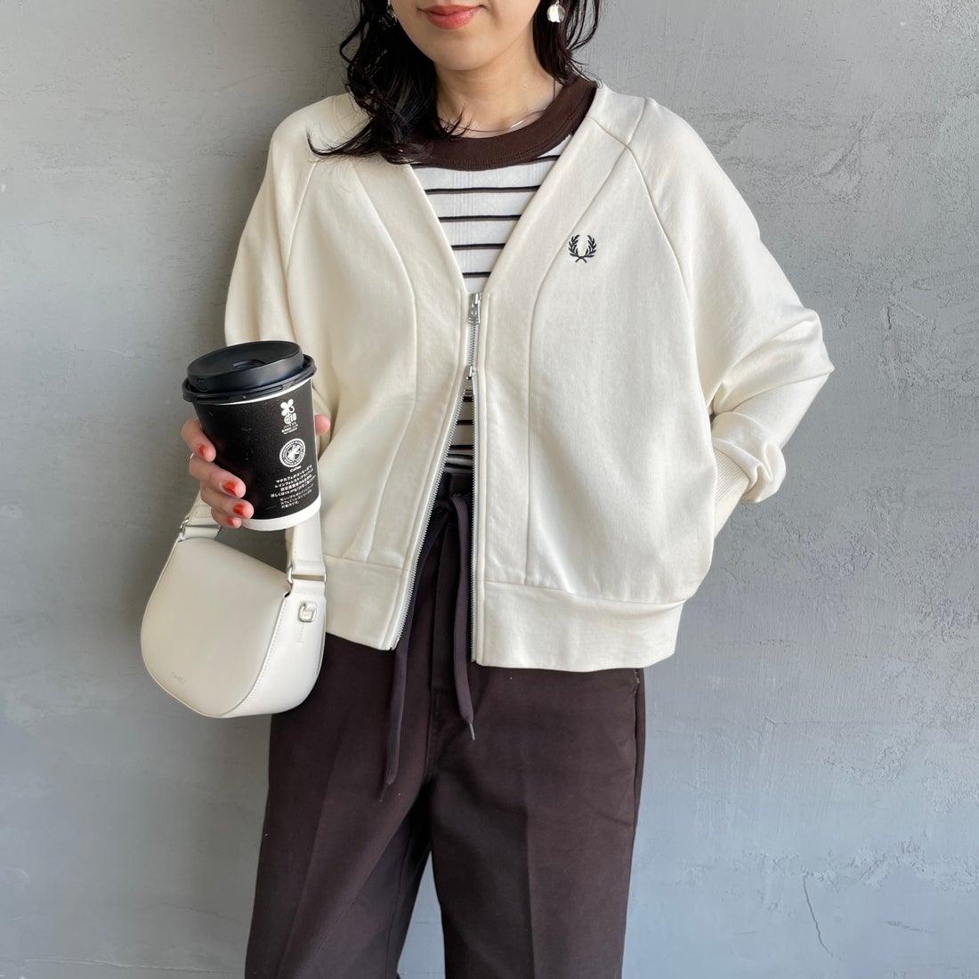 FRED PERRY [フレッドペリー] Vネックジップスルーカーディガン [G1151
