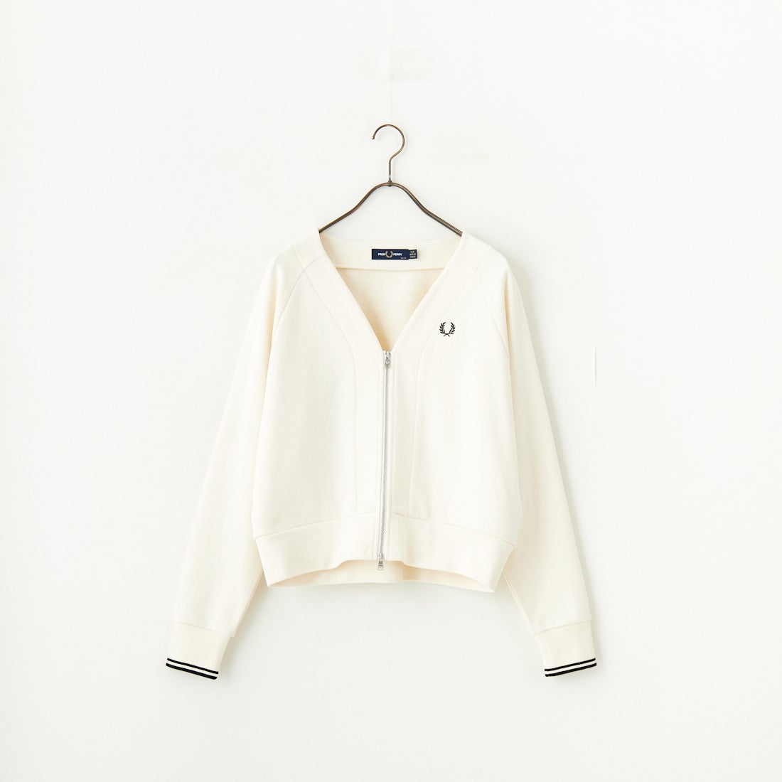 FRED PERRY [フレッドペリー] Vネックジップスルーカーディガン [G1151] 560 ECRU