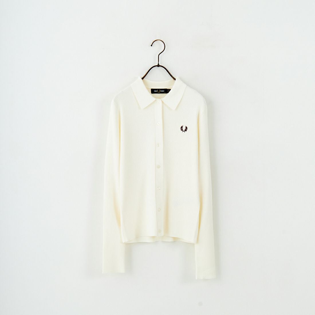 FRED PERRY [フレッドペリー] 別注 ワンポイントロゴ刺繍 リブニットポロシャツ [FPW-25A-009JF] ECRU/OXBLO