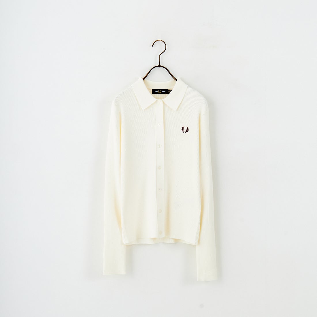FRED PERRY [フレッドペリー] 別注 ワンポイントロゴ刺繍 リブニットポロシャツ [FPW-25A-009JF] ECRU/OXBLO