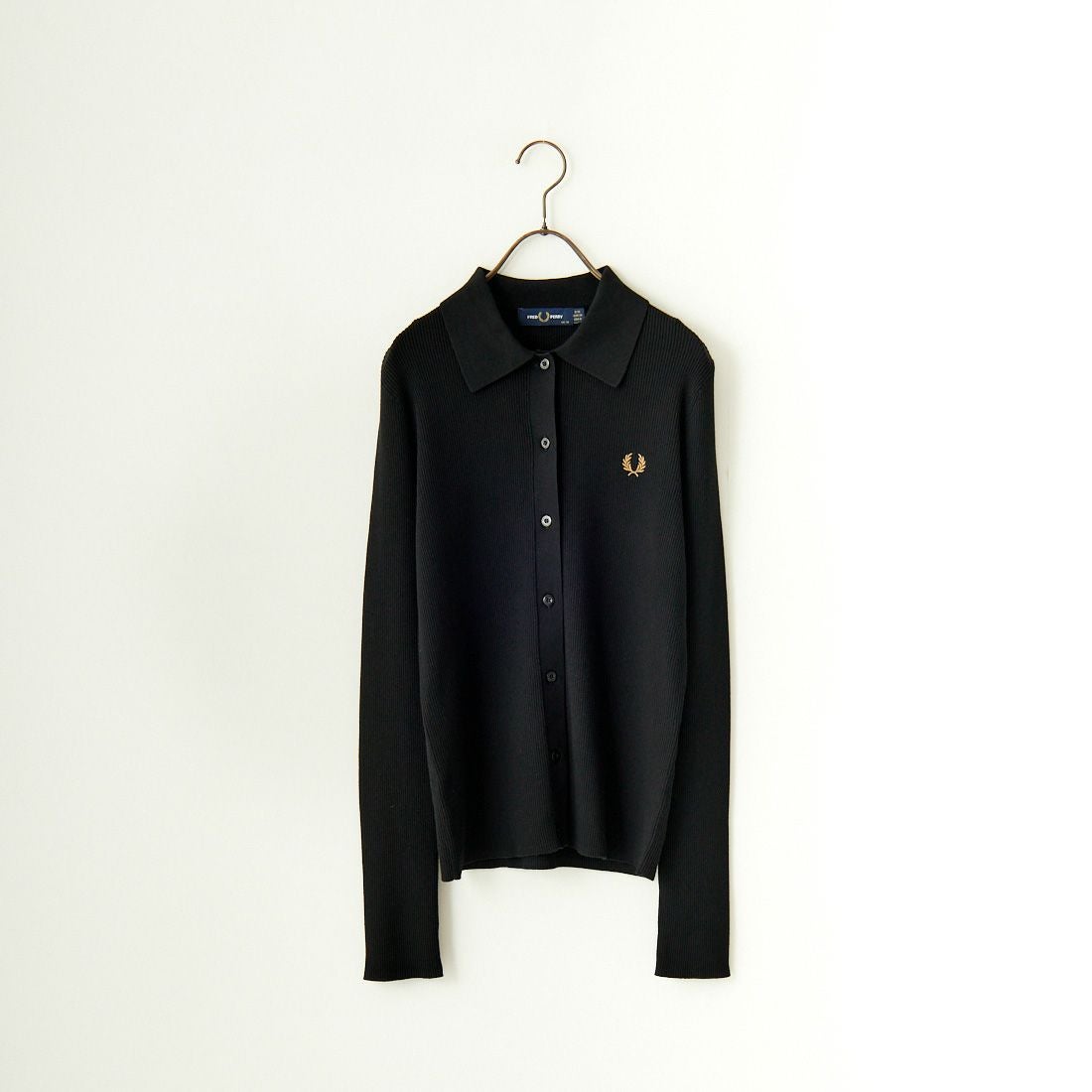 FRED PERRY [フレッドペリー] 別注 ワンポイントロゴ刺繍 リブニットポロシャツ [FPW-25A-009JF] BLK/SHADED
