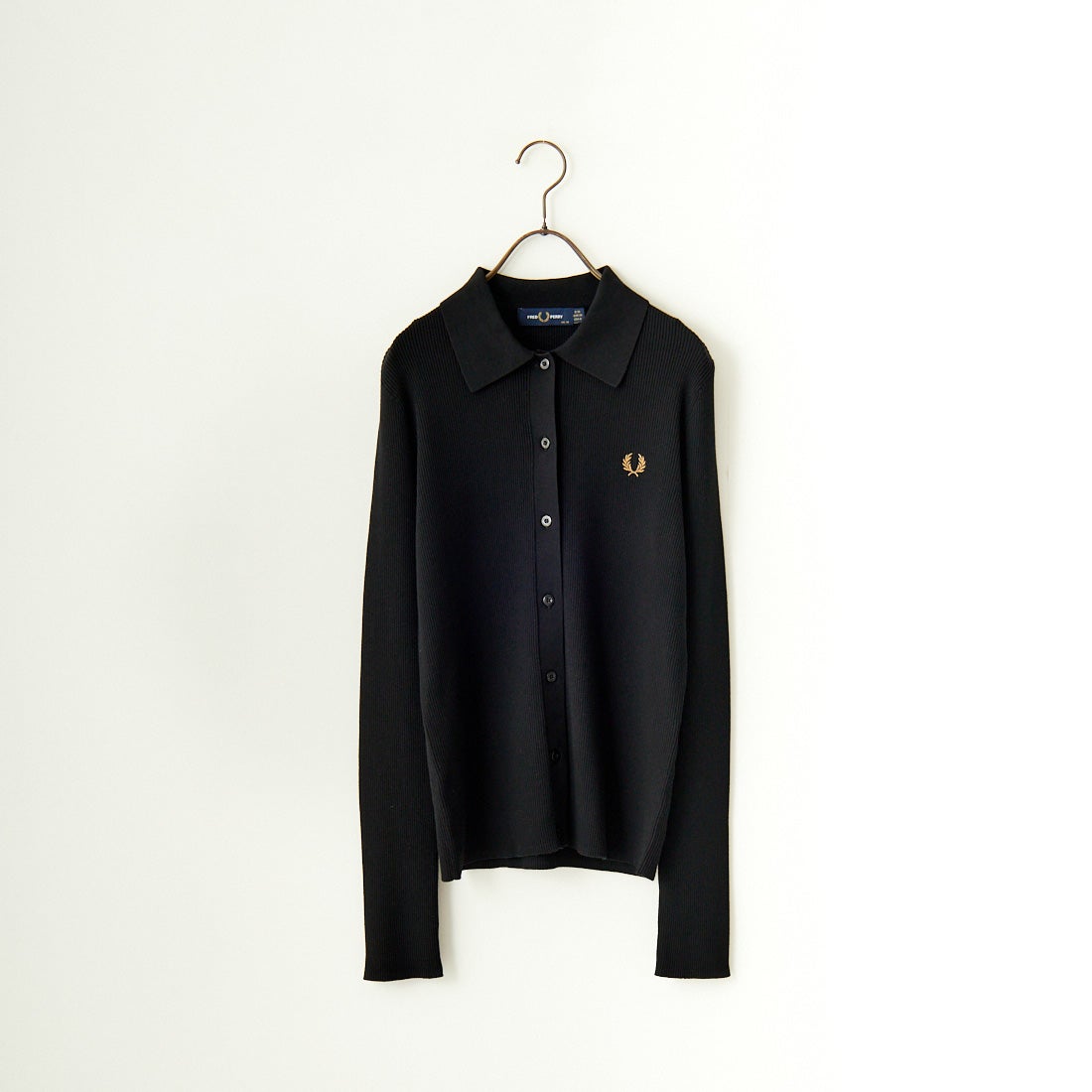FRED PERRY [フレッドペリー] 別注 ワンポイントロゴ刺繍 リブニットポロシャツ [FPW-25A-009JF] BLK/SHADED