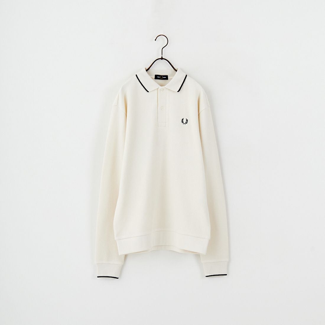 FRED PERRY [フレッドペリー] 別注 ワンポイントロゴ刺繍 ロングスリーブポロシャツ [FPM-25A-027JF] ECRU/NAVY