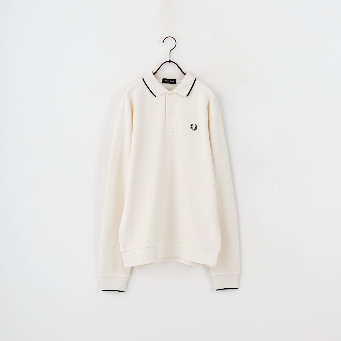FRED PERRY [フレッドペリー] 別注 ワンポイントロゴ刺繍 ロングスリーブポロシャツ [FPM-25A-027JF] ECRU/NAVY