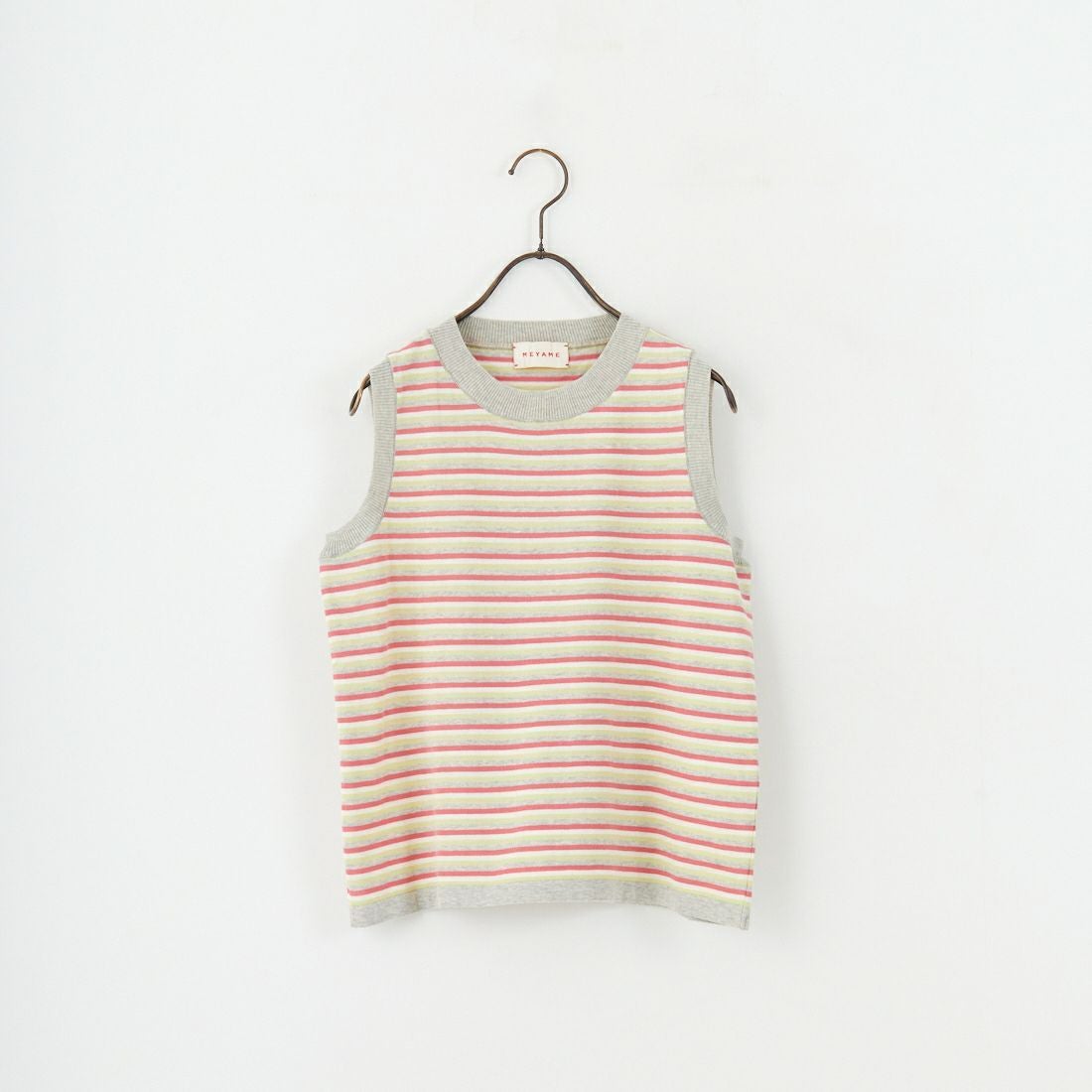 MEYAME [メヤメ] ボーダーコットンニットノースリーブトップス [MEY-2131] GREY