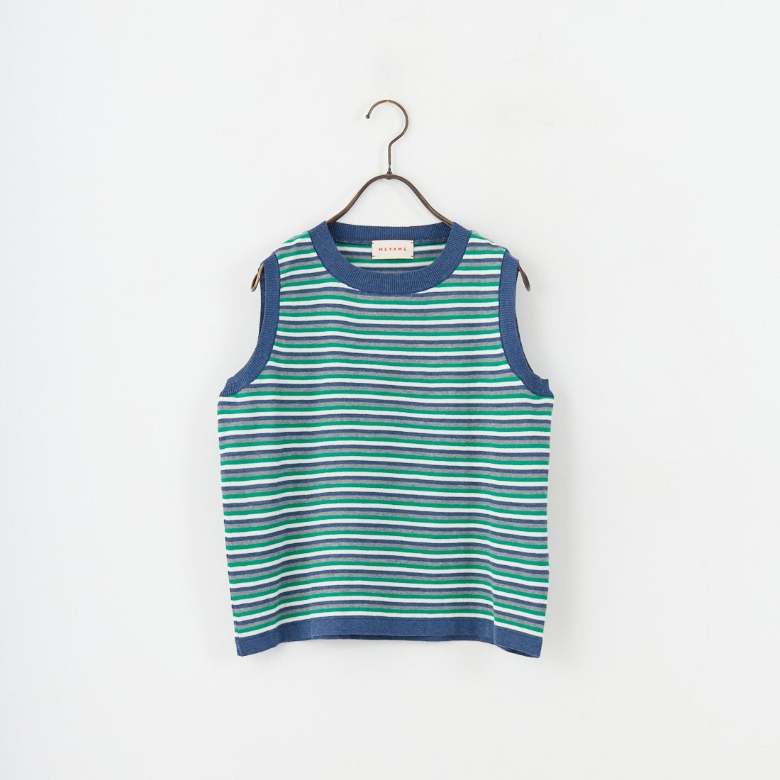 MEYAME [メヤメ] ボーダーコットンニットノースリーブトップス [MEY-2131] NAVY