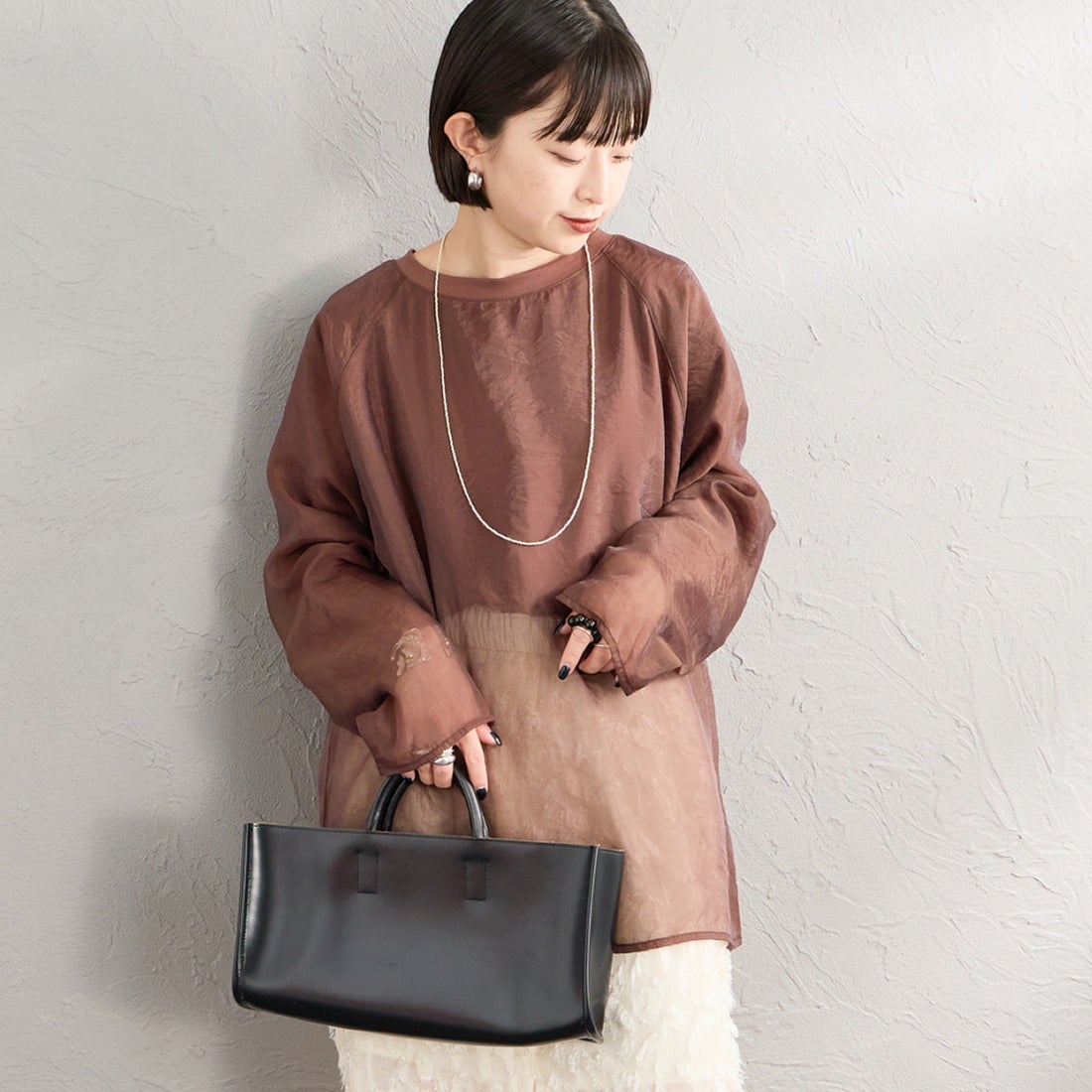 28 BROWN&&モデル身長：150cm 着用サイズ：F&&
