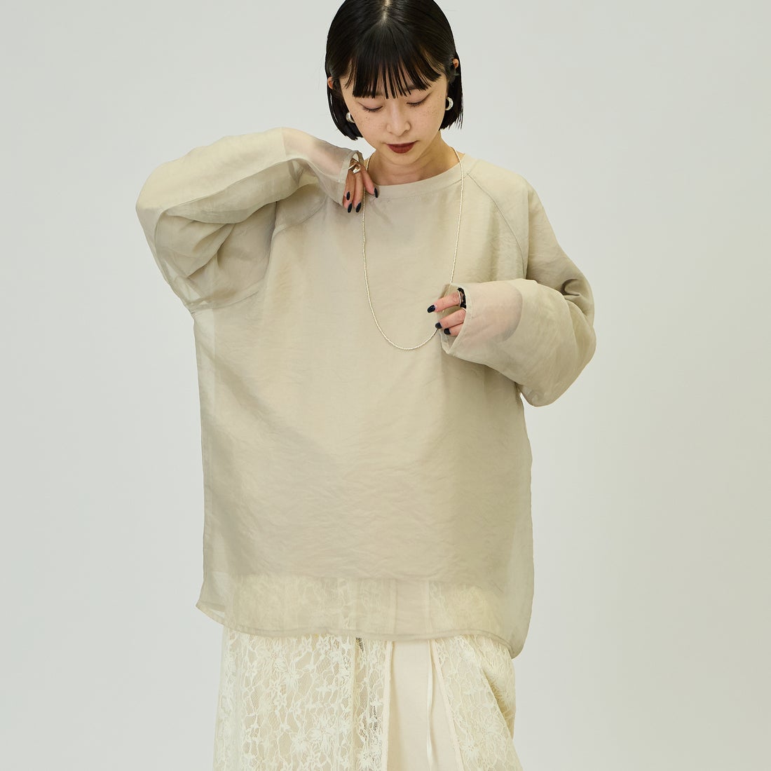 22 BEIGE&&モデル身長：150cm 着用サイズ：F&&
