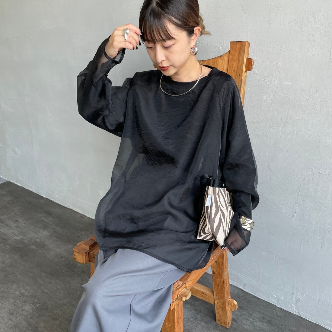 09 BLACK&&モデル身長：150cm 着用サイズ：F&&