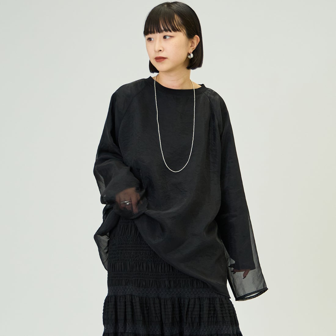 09 BLACK&&モデル身長：150cm 着用サイズ：F&&