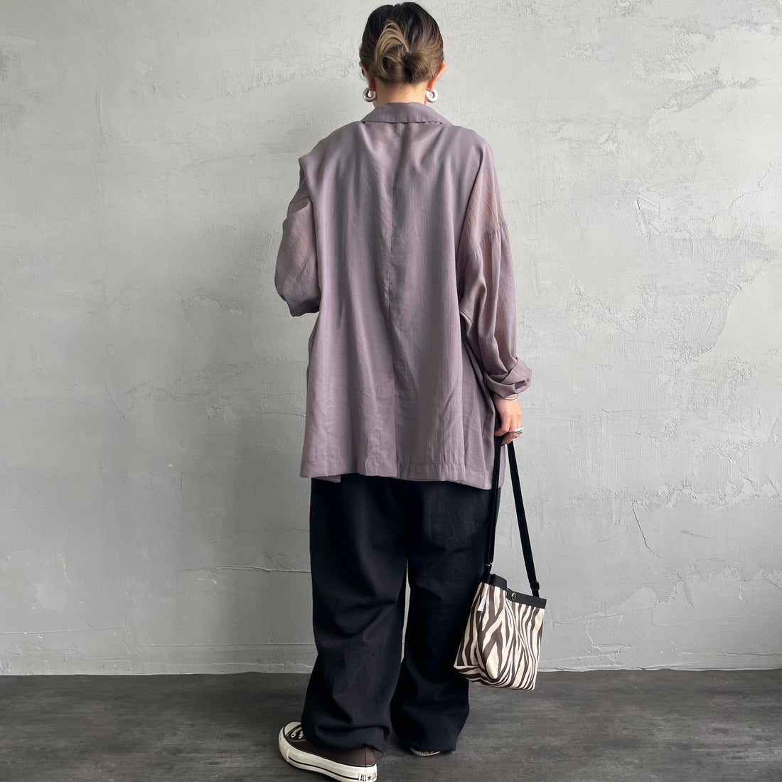 nenom [ネノム] シアーテーラードジャケット [NE25132082] 07 GRAY &&モデル身長：150cm 着用サイズ：F&&