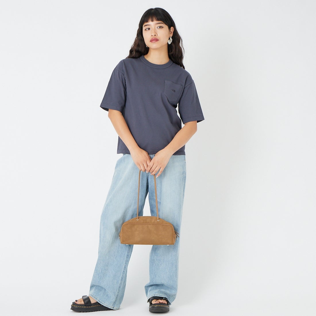 THE NORTH FACE PURPLE LABEL [ザ ノースフェイス パープルレーベル] 8オンスフィールドポケットTシャツ [N25FT064] AH ASPHALT &&モデル身長：162cm 着用サイズ：WS&&