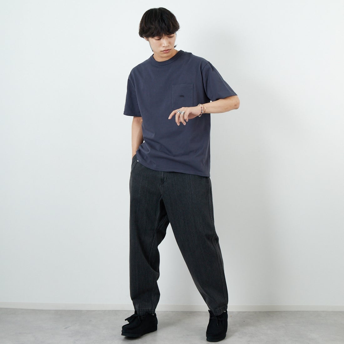 THE NORTH FACE PURPLE LABEL [ザ ノースフェイス パープルレーベル] 8オンスフィールドポケットTシャツ [N25FT064] AH ASPHALT &&モデル身長：179cm 着用サイズ：M&&