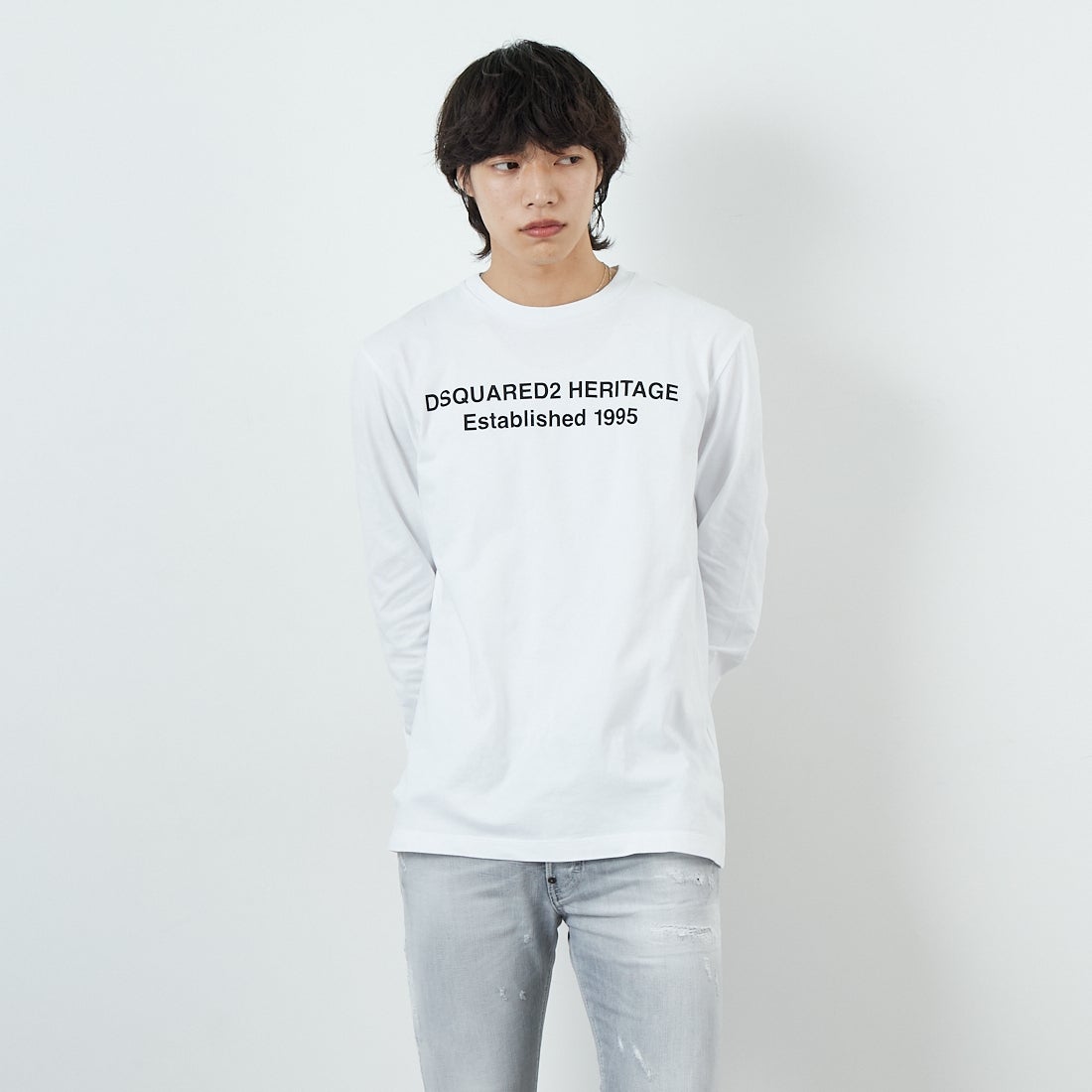 100 WHITE&&モデル身長：179cm 着用サイズ：M&&