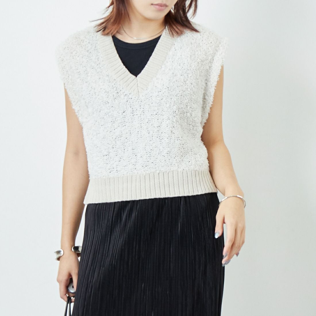 TORRAZZO DONNA トラッゾドンナ ファンシーヤーンニットビスチェ torrazzo donna（トラッゾドンナ）】ファンシーヤーンニットビスチェ