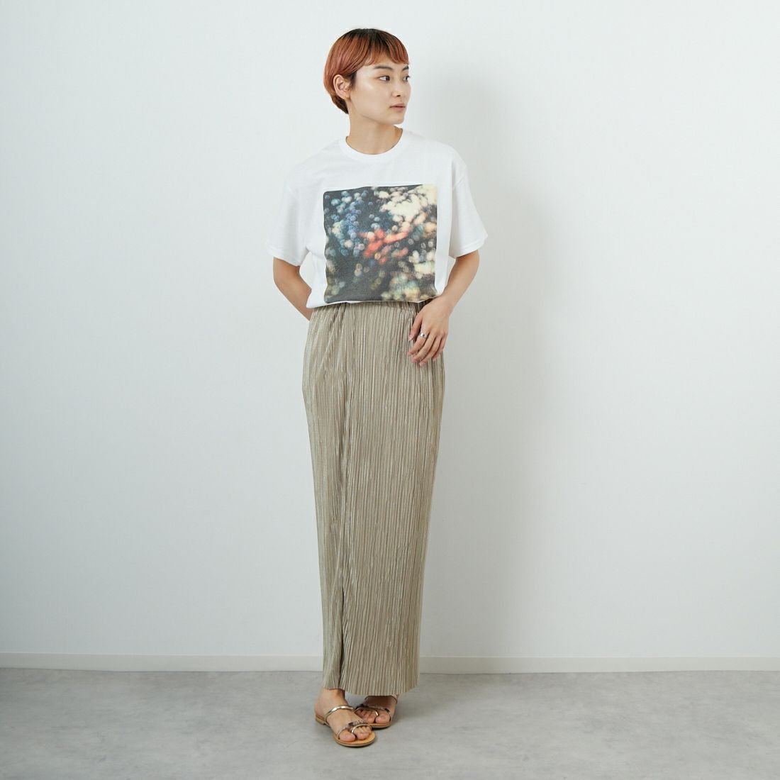 BLUESCENTRIC [ブルースセントリック] ピンクフロイド グラフィックTシャツ [BLC110094000] WHITE &&モデル身長：160cm 着用サイズ：M&&