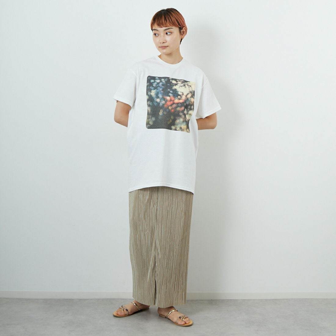 BLUESCENTRIC [ブルースセントリック] ピンクフロイド グラフィックTシャツ [BLC110094000] WHITE &&モデル身長：160cm 着用サイズ：M&&
