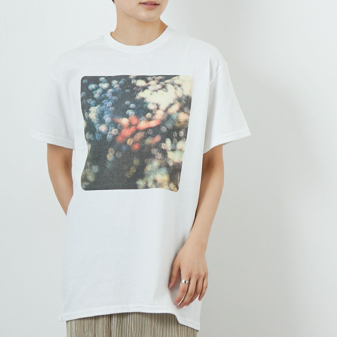 BLUESCENTRIC [ブルースセントリック] ピンクフロイド グラフィックTシャツ [BLC110094000] WHITE &&モデル身長：160cm 着用サイズ：M&&