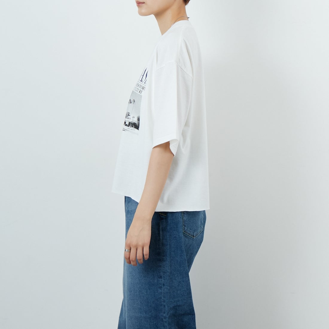 SCREEN STARS [スクリーンスターズ] フォトプリントTシャツ [2522-SSIN2] A WHITE &&モデル身長：160cm 着用サイズ：F&&