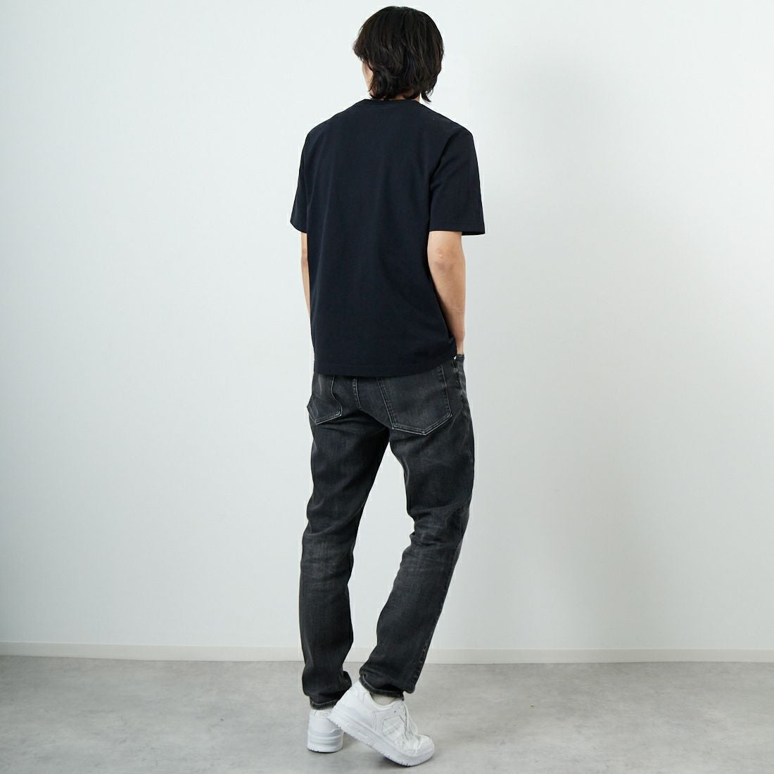 RED CARD TOKYO [レッドカード トーキョー] Rhythm+ イージースリムテーパードパンツ [47M93301BKU] BLACK USED &&モデル身長：179cm 着用サイズ：32&&