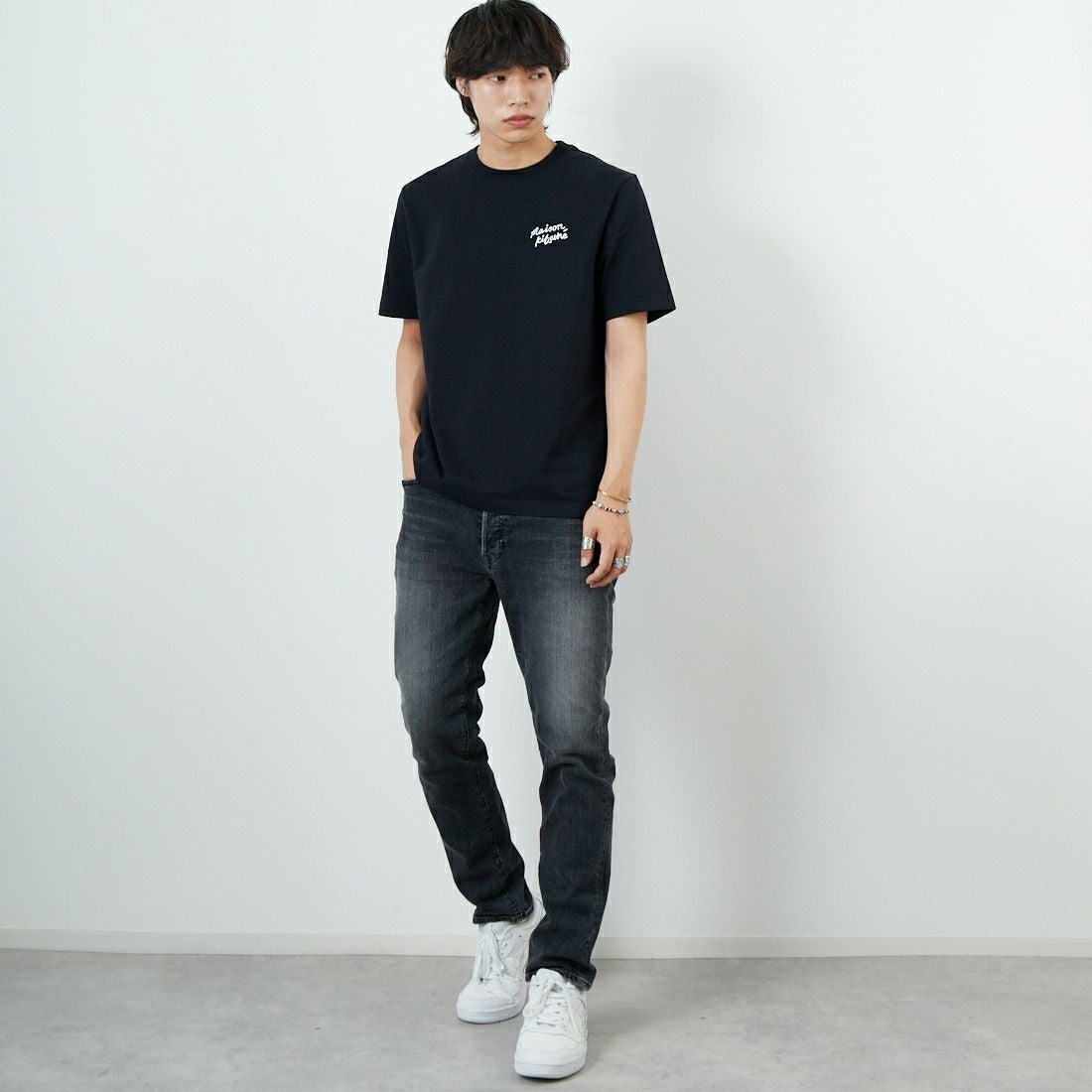 RED CARD TOKYO [レッドカード トーキョー] Rhythm+ スリムテーパードパンツ [88M86801DGR] K-DK GREY &&モデル身長：179cm 着用サイズ：32&&