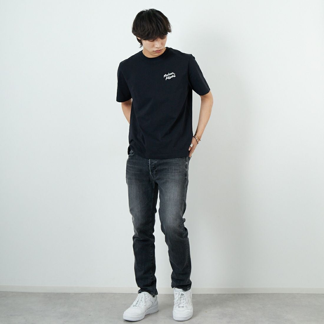 RED CARD TOKYO [レッドカード トーキョー] Rhythm+ スリムテーパードパンツ [88M86801DGR] K-DK GREY &&モデル身長：179cm 着用サイズ：32&&