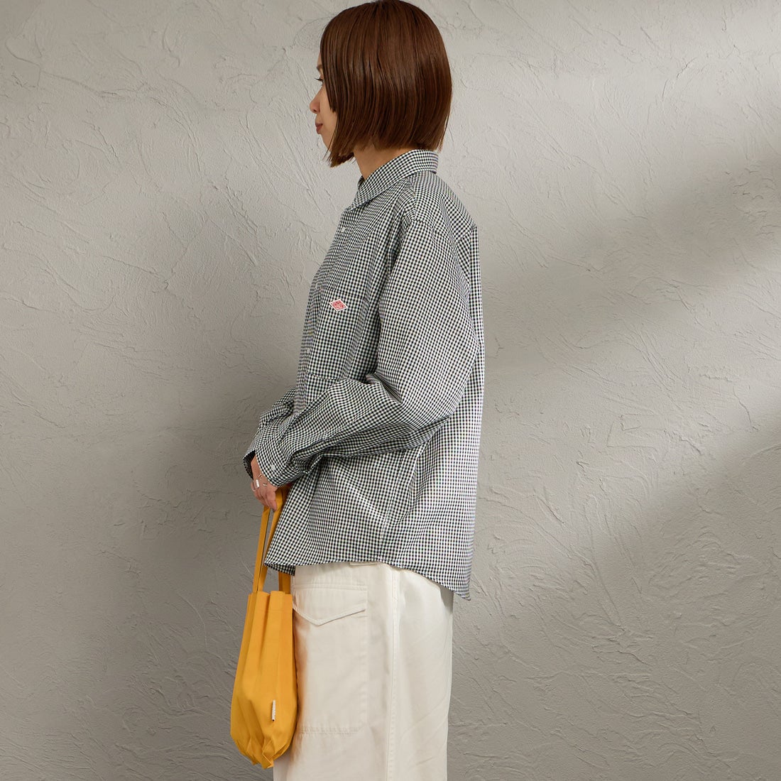 DANTON [ダントン] ドットボタン レギュラーカラー ストライプロングスリーブシャツ [DT-B0391POD] BLACK GNGM &&モデル身長：159cm 着用サイズ：36&&