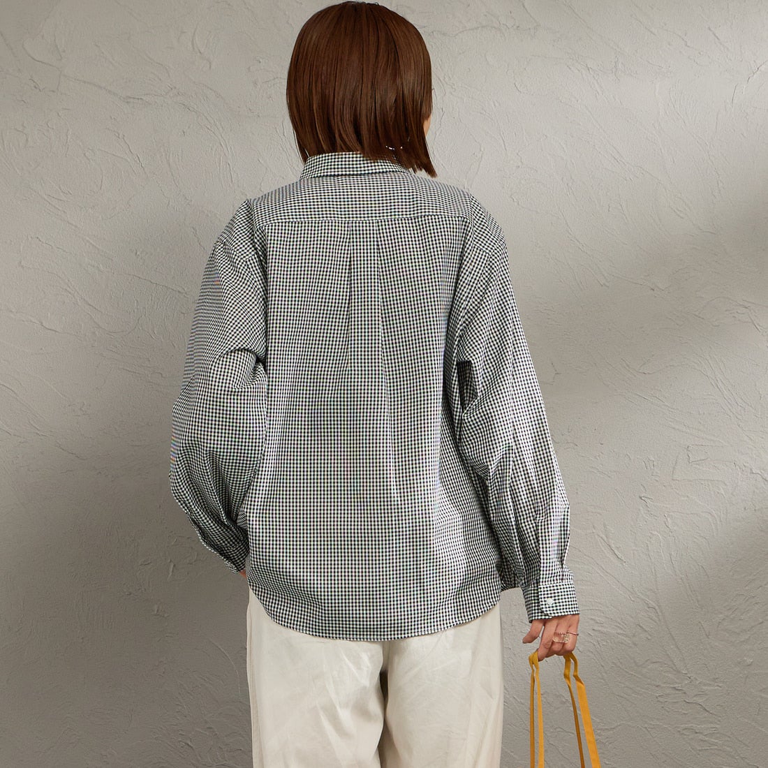 DANTON [ダントン] ドットボタン レギュラーカラー ストライプロングスリーブシャツ [DT-B0391POD] BLACK GNGM &&モデル身長：159cm 着用サイズ：36&&