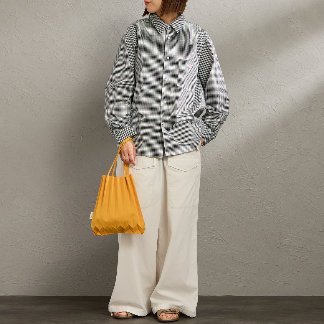 DANTON [ダントン] ドットボタン レギュラーカラー ストライプロングスリーブシャツ [DT-B0391POD] BLACK GNGM &&モデル身長：159cm 着用サイズ：36&&