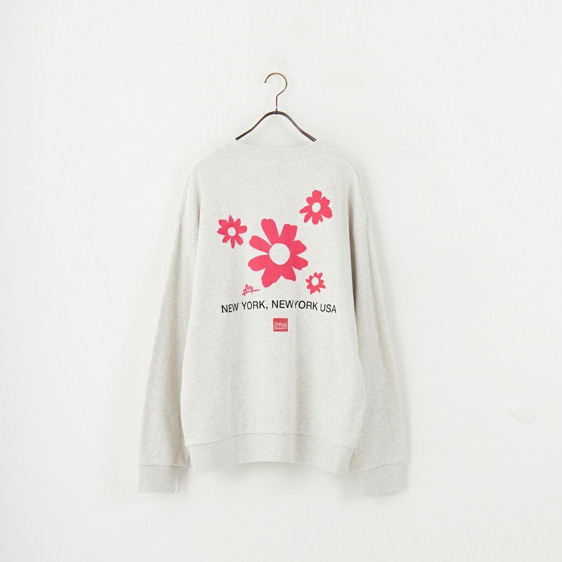 MANHATTAN PORTAGE [マンハッタンポーテージ] 別注 バックフラワープリント クルーネックスウェット [25FWMP-IN74-JF] OATMEAL