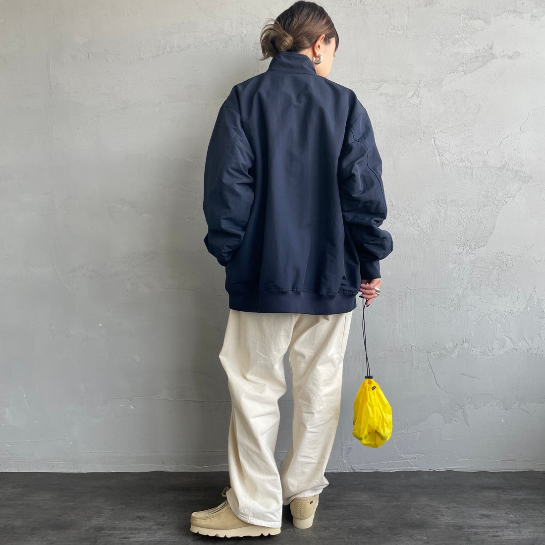 FRED PERRY [フレッドペリー] 別注 ナイロンブレンサムジャケット [FPM-25A-007JF] NVY/ECR/HO &&モデル身長：150cm 着用サイズ：10&&