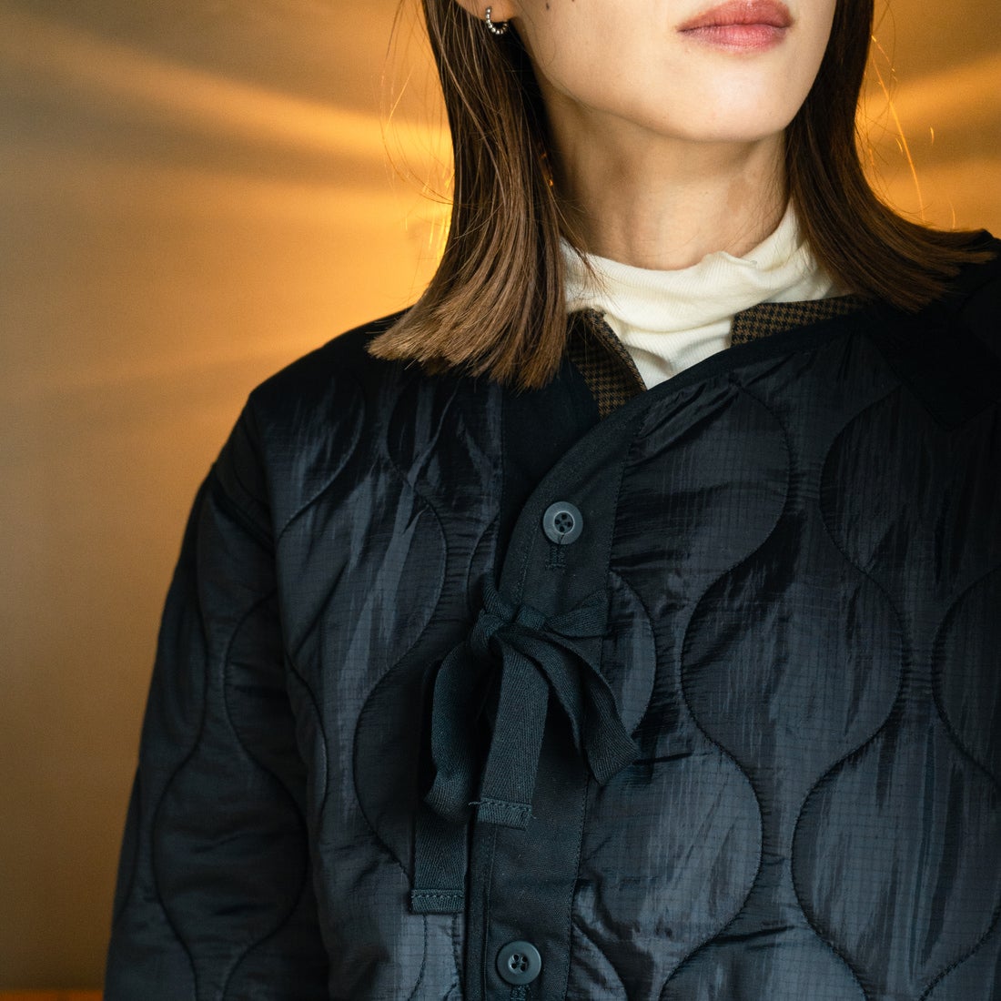 MILITARY [ミリタリー] 別注 M-65 キルティングライナージャケット [T-25789001-JF] KHAKI &&モデル身長：167cm 着用サイズ：S&&