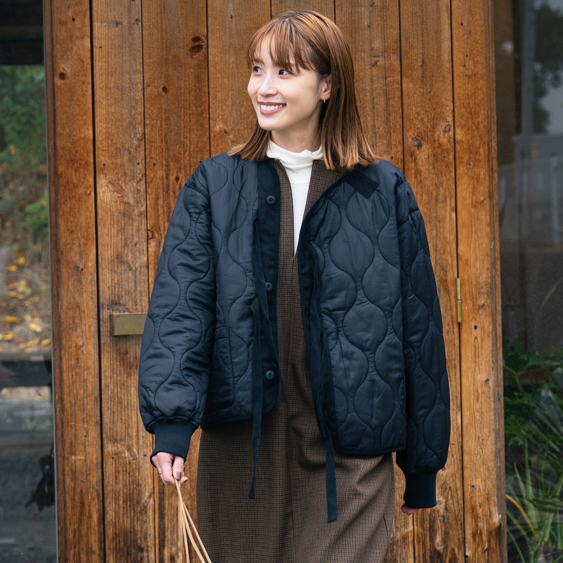 MILITARY [ミリタリー] 別注 M-65 キルティングライナージャケット [T-25789001-JF] KHAKI &&モデル身長：167cm 着用サイズ：S&&