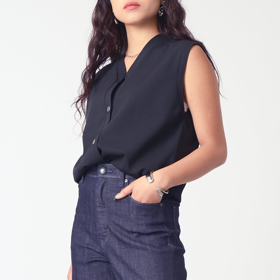 YANUK [ヤヌーク] ワイドストレート LILITH [57153077] OWI &&モデル身長：162cm 着用サイズ：24&&