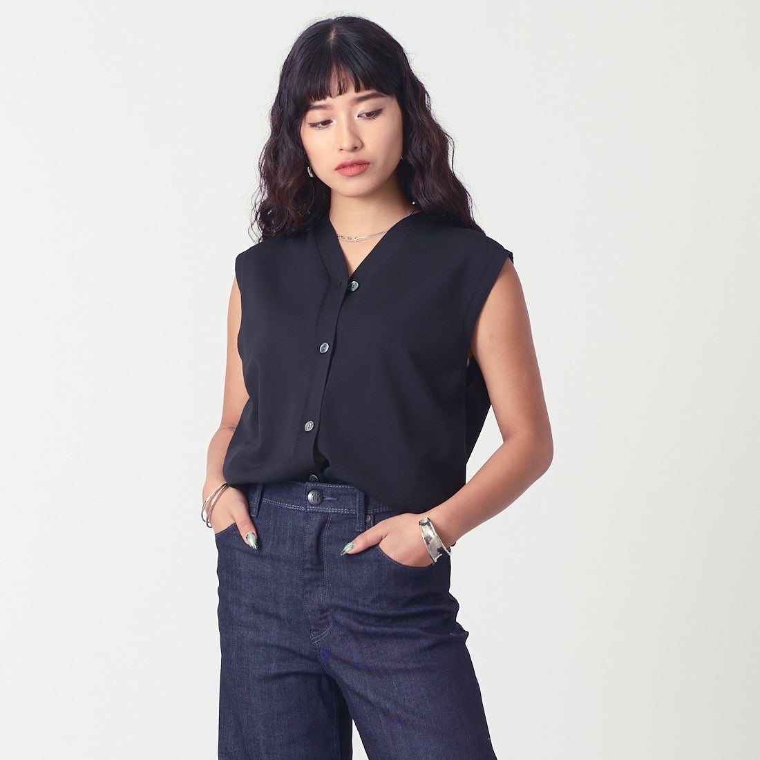 YANUK [ヤヌーク] ワイドストレート LILITH [57153077] OWI &&モデル身長：162cm 着用サイズ：24&&