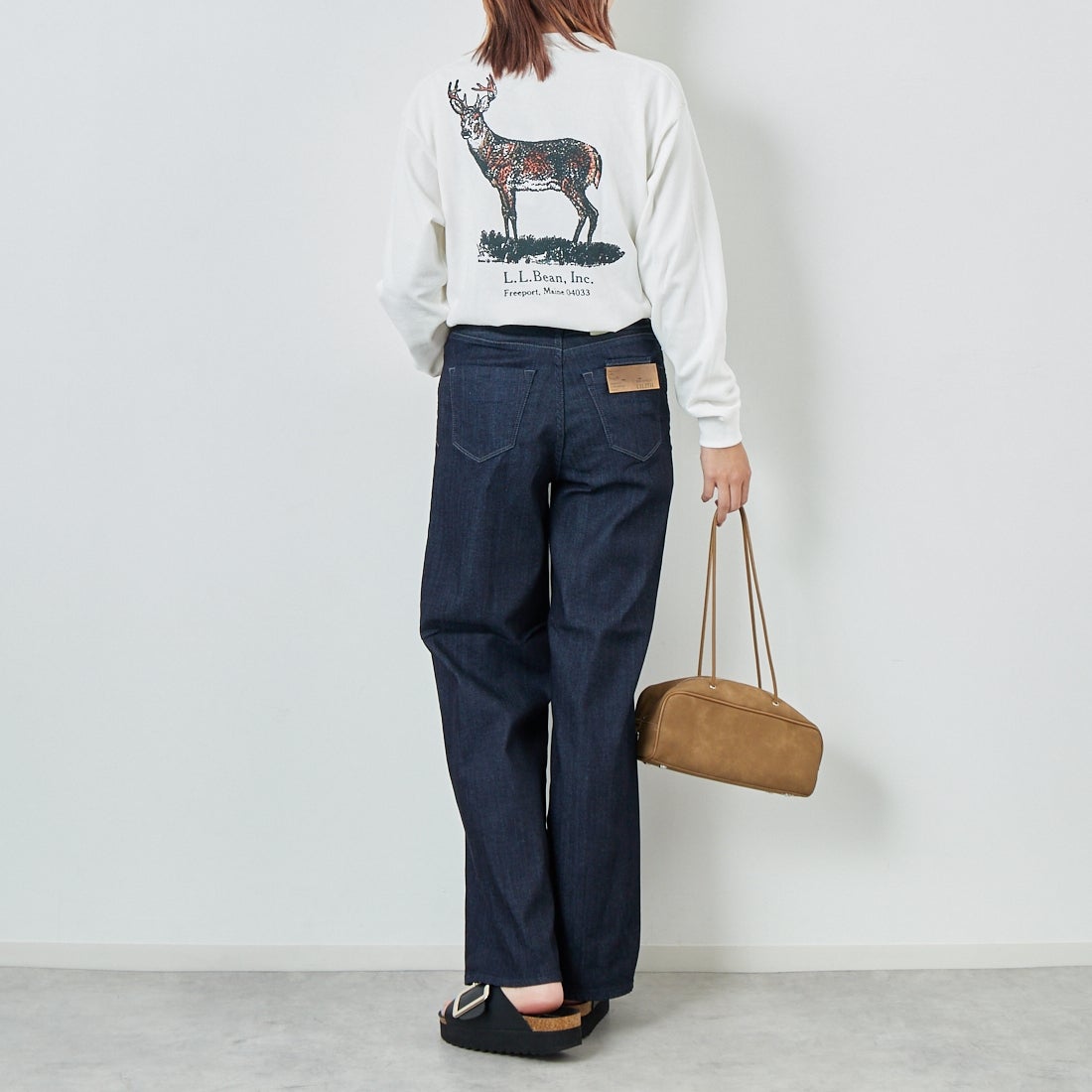 YANUK [ヤヌーク] ワイドストレート LILITH [57153077] OWI &&モデル身長：167cm 着用サイズ：25&&