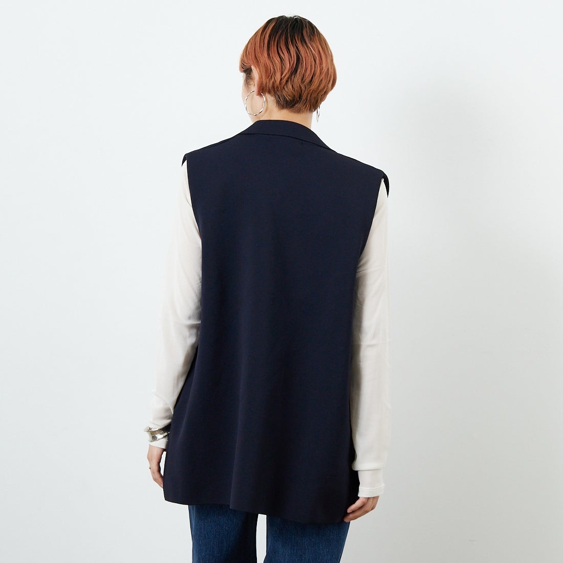 TORRAZZO DONNA [トラッゾドンナ] ミラノリブニットベスト [6260-410] 13 GRAY &&モデル身長：160cm 着用サイズ：F&&