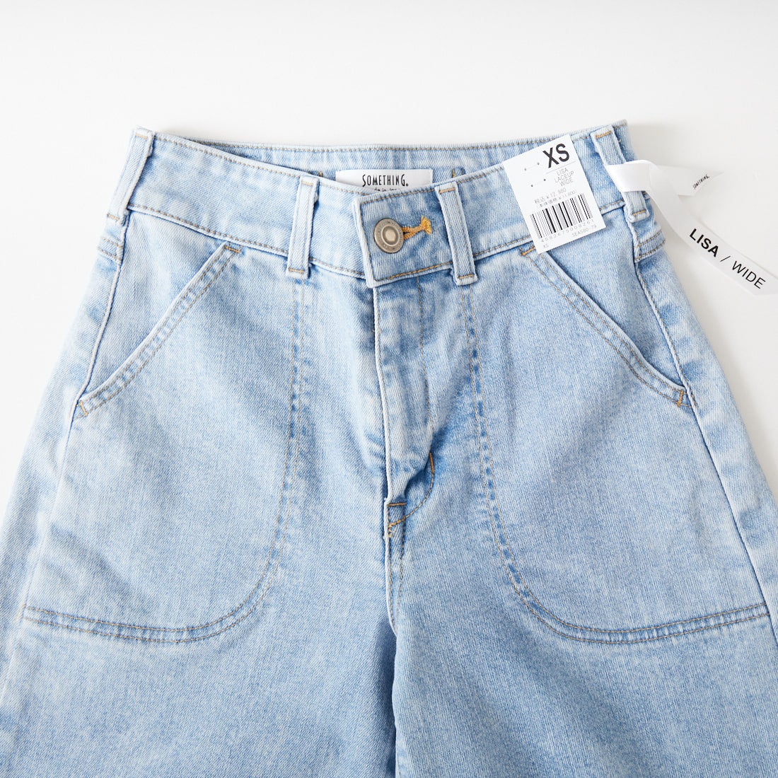 SOMETHING [サムシング] LISA レースアップワイドデニム [SEA580] 98 L.BLUE &&モデル身長：160cm 着用サイズ：S&&