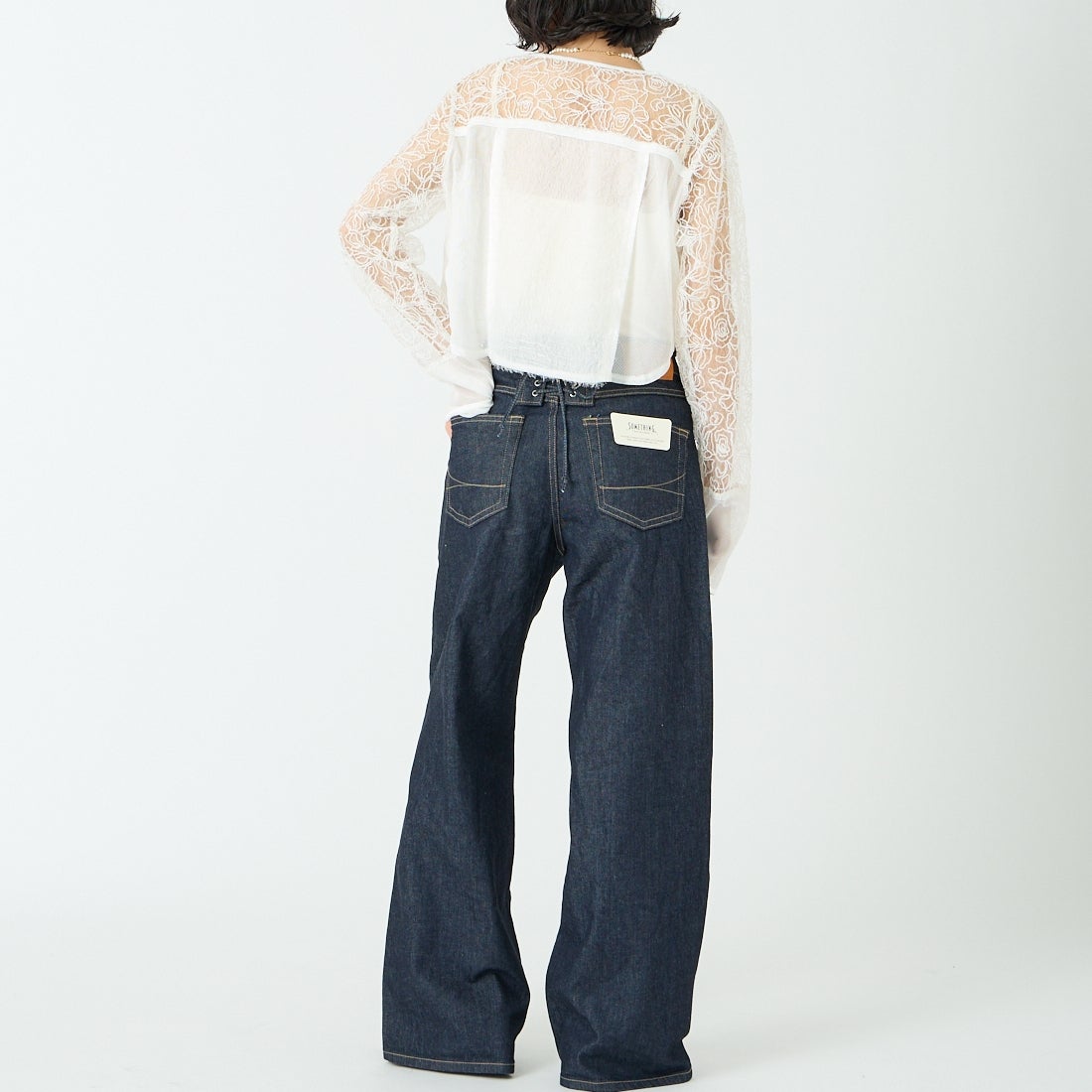 SOMETHING [サムシング] LISA レースアップワイドデニム [SEA580] 00 O.W &&モデル身長：162cm 着用サイズ：M&&