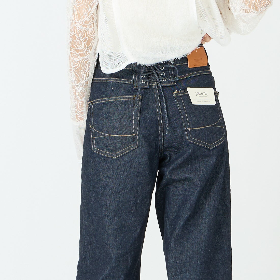 SOMETHING [サムシング] LISA レースアップワイドデニム [SEA580] 00 O.W &&モデル身長：162cm 着用サイズ：M&&
