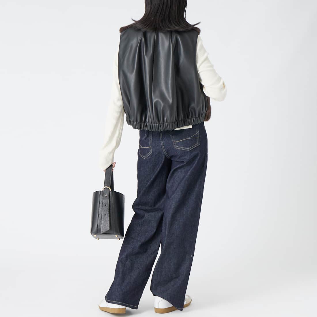 SOMETHING [サムシング] LISA レースアップワイドデニム [SEA580] 00 O.W &&モデル身長：162cm 着用サイズ：S&&