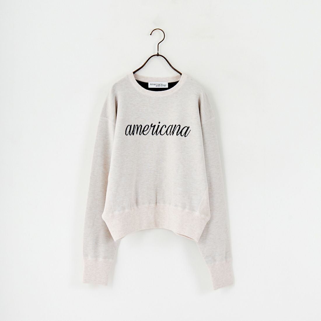 Americana × JEANS FACTORY [アメリカーナ × ジーンズファクトリー] 別注 ショート丈 フロントロゴ スウェットライクニット [ASO-C-003-2-JF] ｱｲﾎﾞﾘｰ